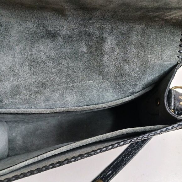 Vintage Women's Crocs Black Leather Hand Tooled Bag - Picture 12 of 15